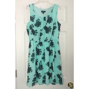 AGB Sleeveless Chiffon Blouson Dress Size XL Knee Length Round Neck Floral